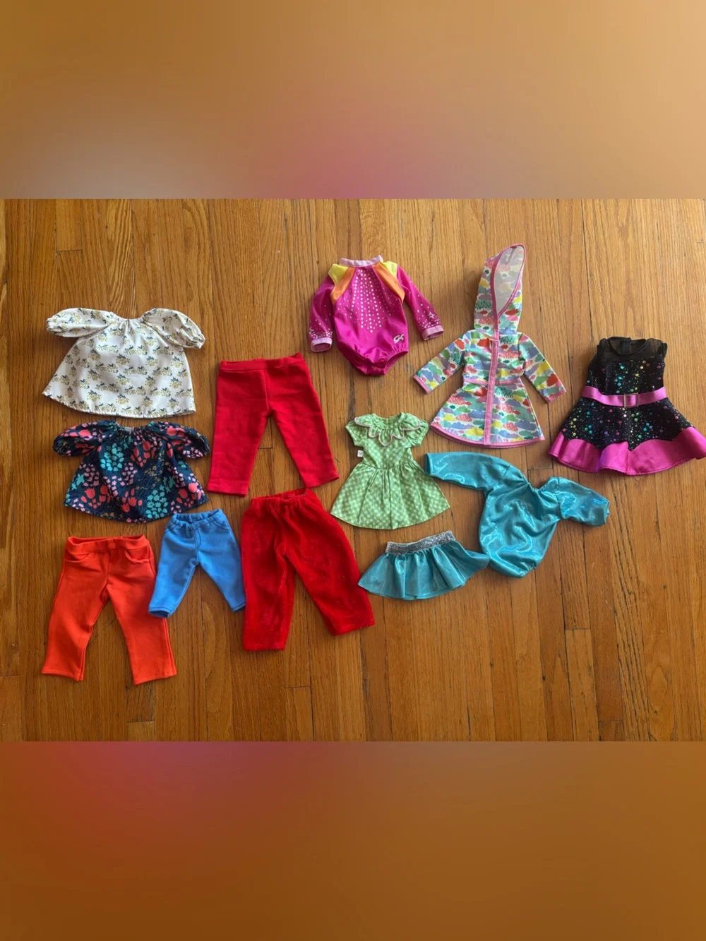 Doll clothes including American Girl & Wellie Wisher, lot of 12 items